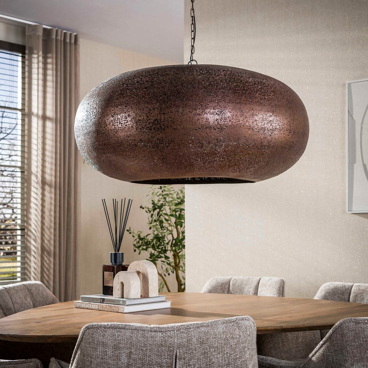 Pendant lamp Cielo antique copper - 1-light, diameter 90 cm