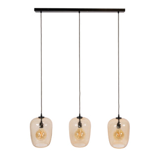 Suspension Python verre ambré - 3 lumières, largeur 110 cm