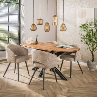 Hanglamp Stripe Horizontal smoke bruin glas - 5-lichts, 126 cm breed