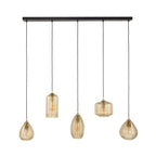 Hanglamp Stripe Horizontal smoke bruin glas - 5-lichts, 126 cm breed