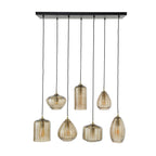 Suspension Stripe Horizontal verre ambré - 4+3 lumières, largeur 93 cm