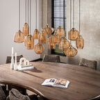 Suspension Rib Glass verre ambré - 5+5+5 lumières, largeur 155 cm