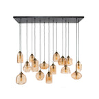 Suspension Rib Glass verre ambré - 5+5+5 lumières, largeur 155 cm