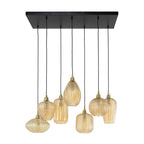 Hanglamp V-Shape amber glas - 4+3-lichts, 95 cm breed