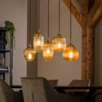 Suspension Stripe verre ambré - 5 lumières, largeur 120 cm