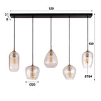 LioLights Diamond Grain diamond pendant lamp 5-light 120 cm wide – glass