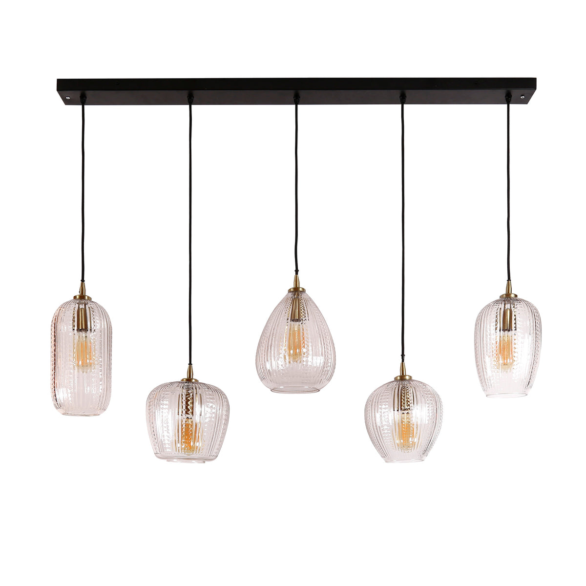 LioLights Diamond Grain diamond pendant lamp 5-light 120 cm wide – glass