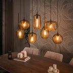 Suspension Chevron verre brun fumé - 4+3 lumières, largeur 96 cm