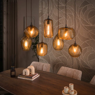 Suspension Chevron verre brun fumé - 4+3 lumières, largeur 96 cm