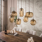 Suspension Chevron verre brun fumé - 4+3 lumières, largeur 96 cm