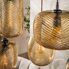 Suspension Chevron verre brun fumé - 4+3 lumières, largeur 96 cm