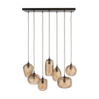 Suspension Chevron verre brun fumé - 4+3 lumières, largeur 96 cm