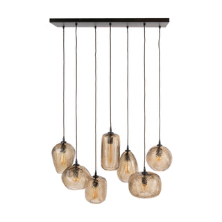 Suspension Chevron verre brun fumé - 4+3 lumières, largeur 96 cm