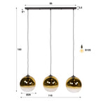 Suspension Bubble Shaded or - 3 lumières, largeur 115 cm