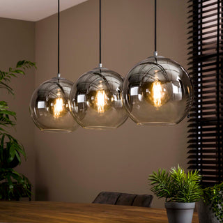 Suspension Bubble Shaded argent vieilli - 3 lumières, largeur 115 cm