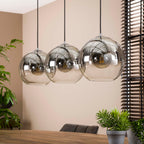 Suspension Bubble Shaded argent vieilli - 3 lumières, largeur 115 cm