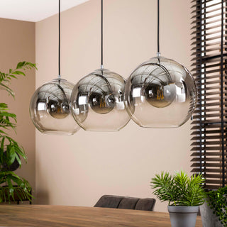 Suspension Bubble Shaded argent vieilli - 3 lumières, largeur 115 cm