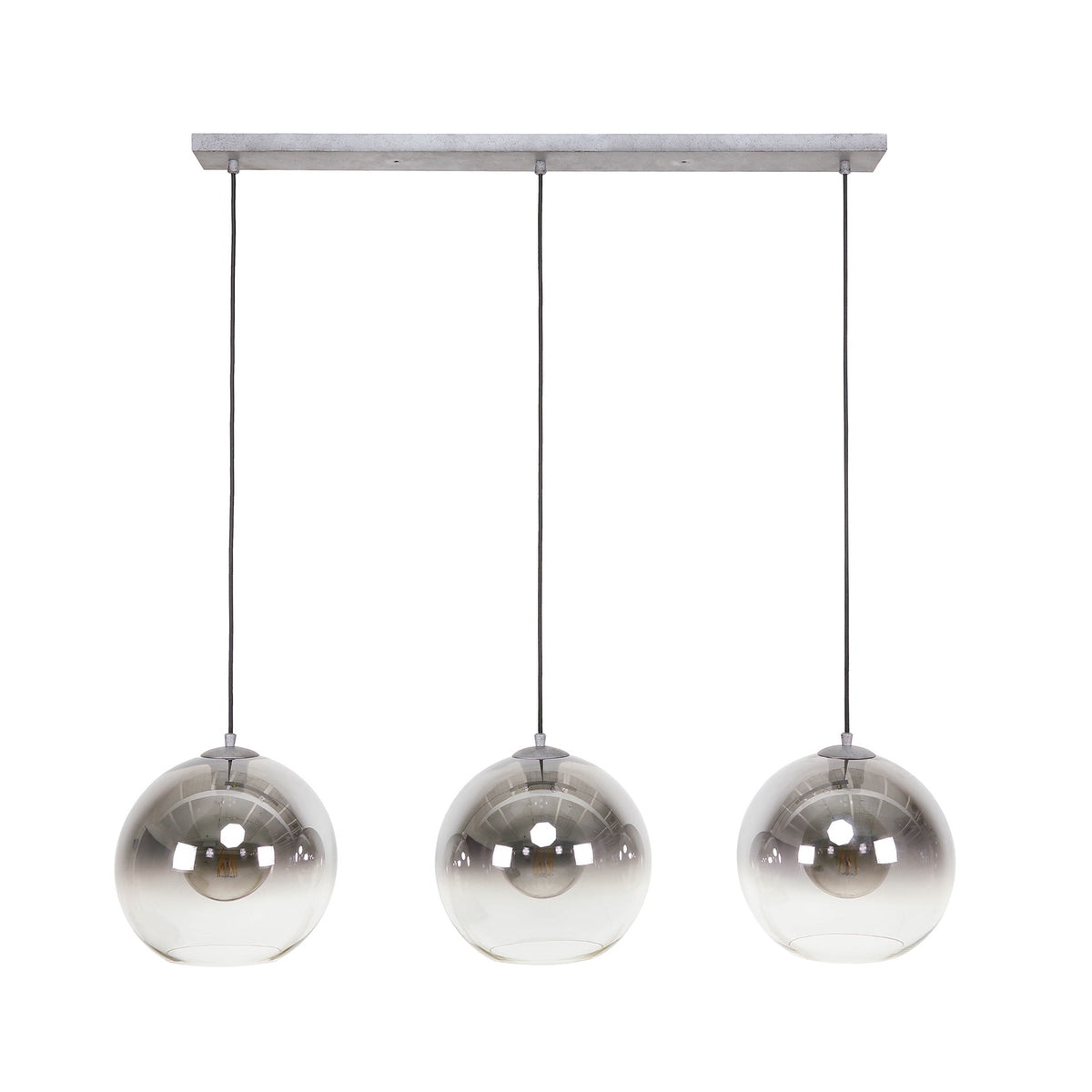 Suspension Bubble Shaded argent vieilli - 3 lumières, largeur 115 cm
