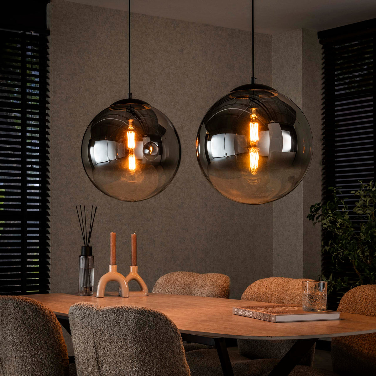 Pendant lamp Bubble Shaded XL artic black - 2-light, 110 cm wide