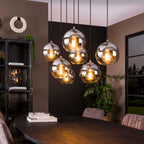 Hanglamp Bubble Shaded oud zilver - 4+3-lichts, 40 cm breed