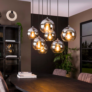 Hanglamp Bubble Shaded oud zilver - 4+3-lichts, 40 cm breed