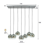 Hanglamp Bubble Shaded oud zilver - 4+3-lichts, 40 cm breed