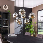 Hanglamp Bubble Shaded oud zilver - 4+3-lichts, 40 cm breed