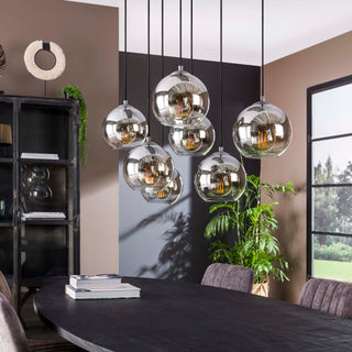 Hanglamp Bubble Shaded oud zilver - 4+3-lichts, 40 cm breed