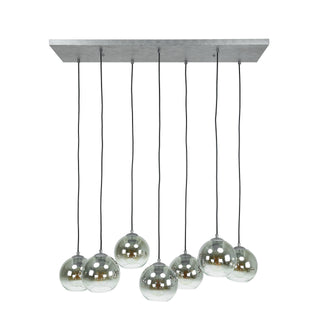 Hanglamp Bubble Shaded oud zilver - 4+3-lichts, 40 cm breed