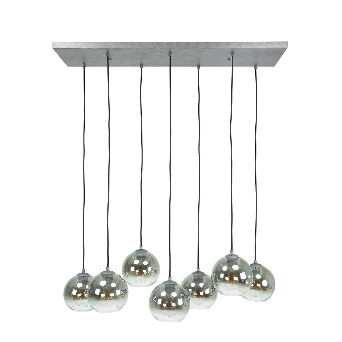 Hanglamp Bubble Shaded oud zilver - 4+3-lichts, 40 cm breed
