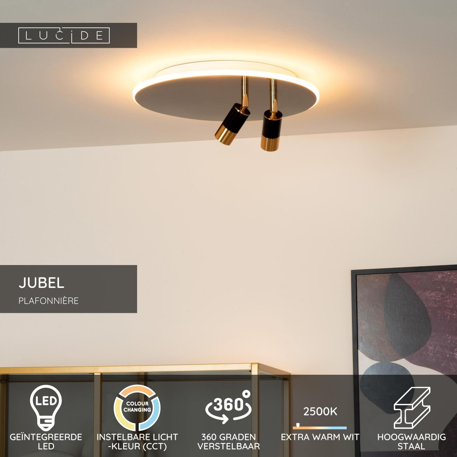 JUBEL - Ceiling light - Ø 40 cm - LED - CCT - 2500K/3000K - Black chrome