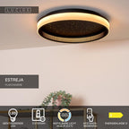 ESTREJA - Plafonnière - Ø 40 cm - LED 3 StepDim - CCT - 2500K/3000K - Zwart