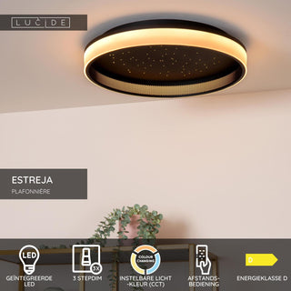 ESTREJA - Plafonnière - Ø 40 cm - LED 3 StepDim - CCT - 2500K/3000K - Zwart