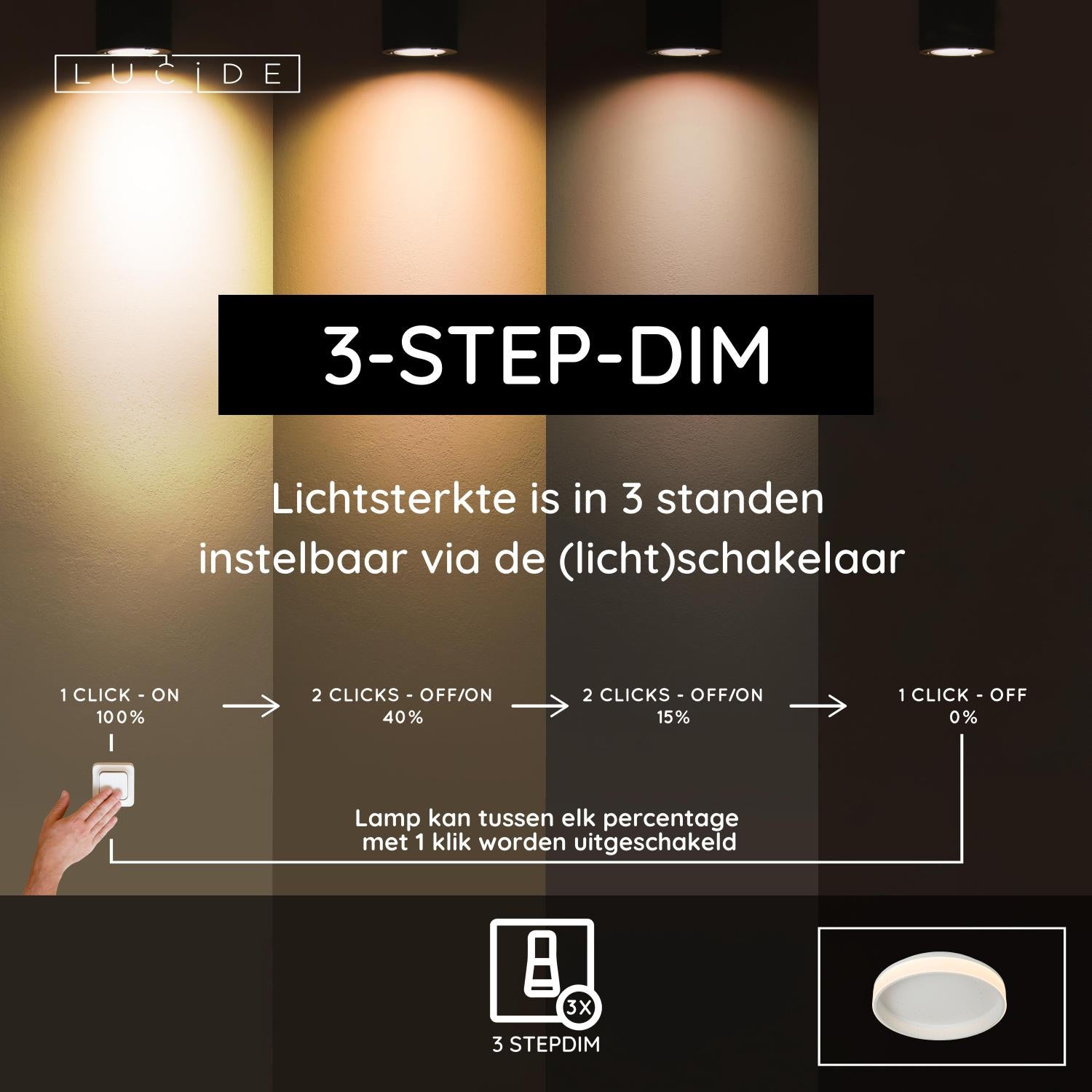 ESTREJA - Plafonnière - Ø 40 cm - LED 3 StepDim - CCT - 2500K/3000K - Wit