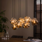 Hanglamp Rock chroom glas - 4+3-lichts, 95 cm breed