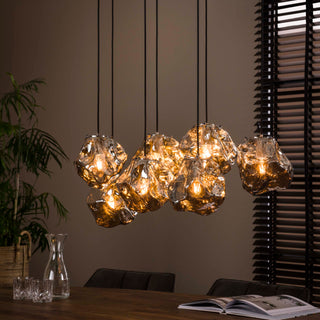Hanglamp Rock chroom glas - 4+3-lichts, 95 cm breed