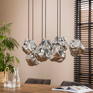 Hanglamp Rock chroom glas - 4+3-lichts, 95 cm breed