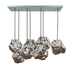 Hanglamp Rock chroom glas - 4+3-lichts, 95 cm breed