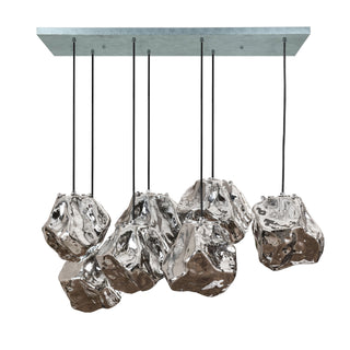 Hanglamp Rock chroom glas - 4+3-lichts, 95 cm breed