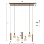 Suspension Senso beige - 4+3 lumières, largeur 100 cm