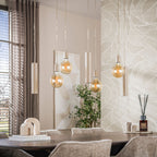 Suspension Senso beige - 4+3 lumières, largeur 100 cm