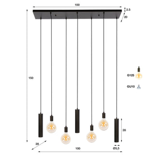 Hanglamp Senso sienna bruin - 4+3-lichts, 100 cm breed