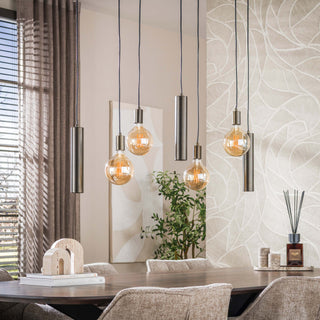 Hanglamp Senso sienna bruin - 4+3-lichts, 100 cm breed