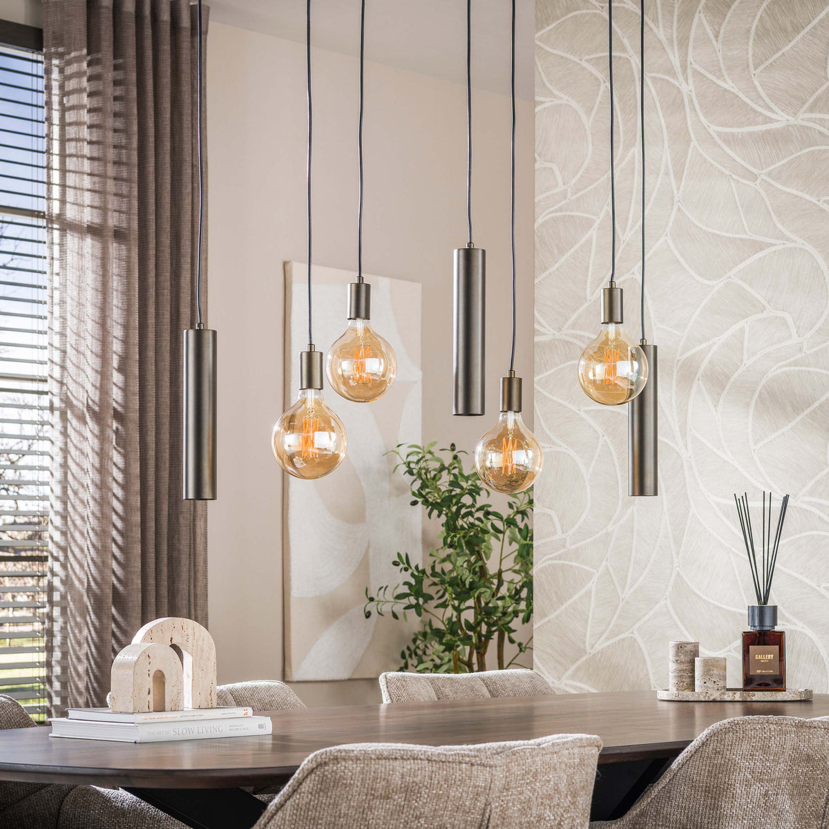Hanglamp Senso sienna bruin - 4+3-lichts, 100 cm breed