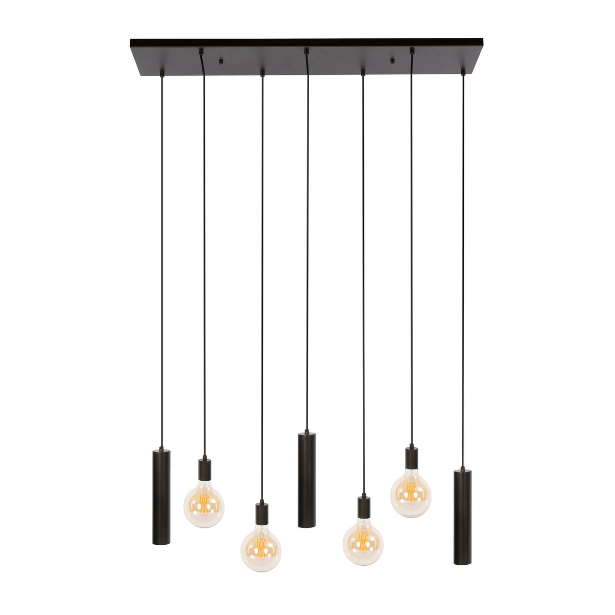 Hanglamp Senso sienna bruin - 4+3-lichts, 100 cm breed