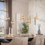 Suspension Senso beige - 5+4 lumières, largeur 120 cm