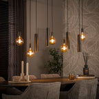 Suspension Senso brun sienna - 5+4 lumières, largeur 120 cm