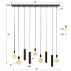 Suspension Senso brun sienna - 5+4 lumières, largeur 120 cm