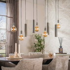 Suspension Senso brun sienna - 5+4 lumières, largeur 120 cm