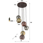 Hanglamp Bol Metal mat nikkel mix - 6-lichts, diameter 40 cm